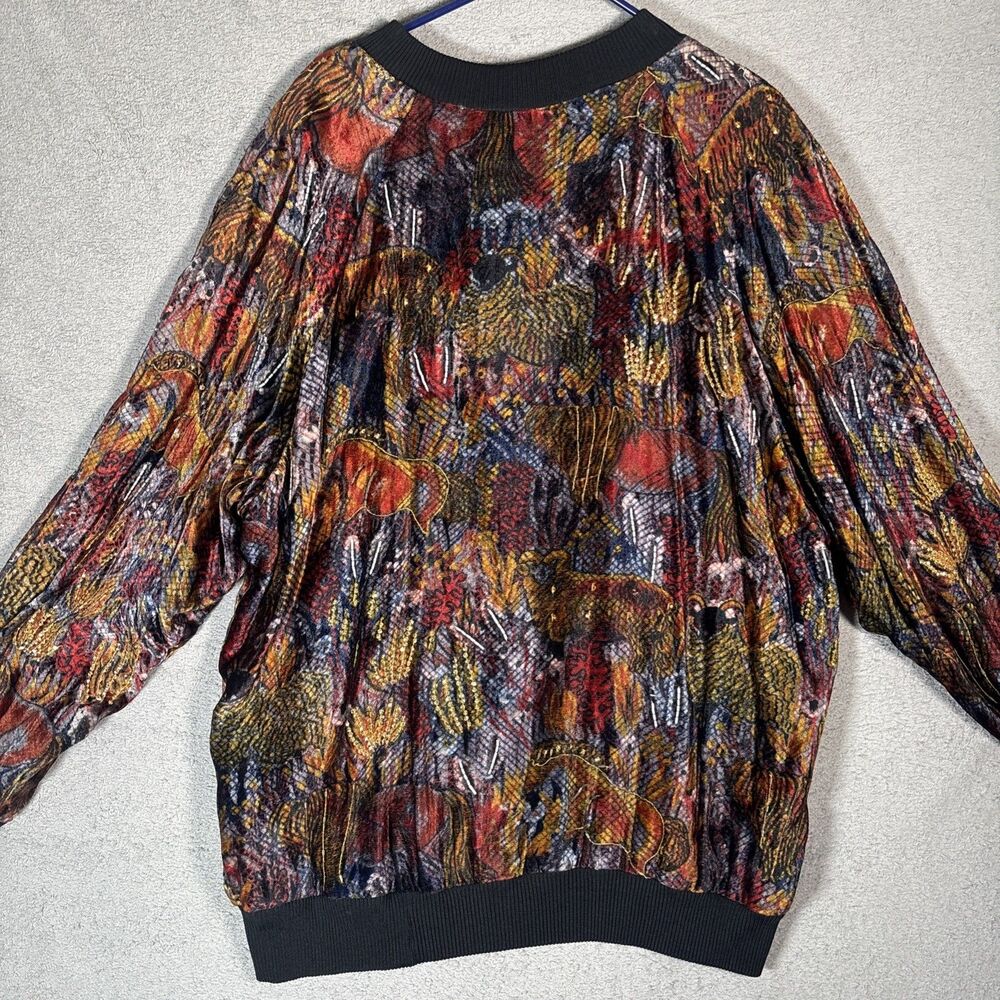 VNTG Judith Ann Creations Sweater Women's Size 2X Lined Rayon Artsy Horse Farm - Picture 16 of 16